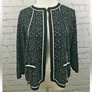 Jones Studio 3/4 Sleeve Black and White Cardigan, L
